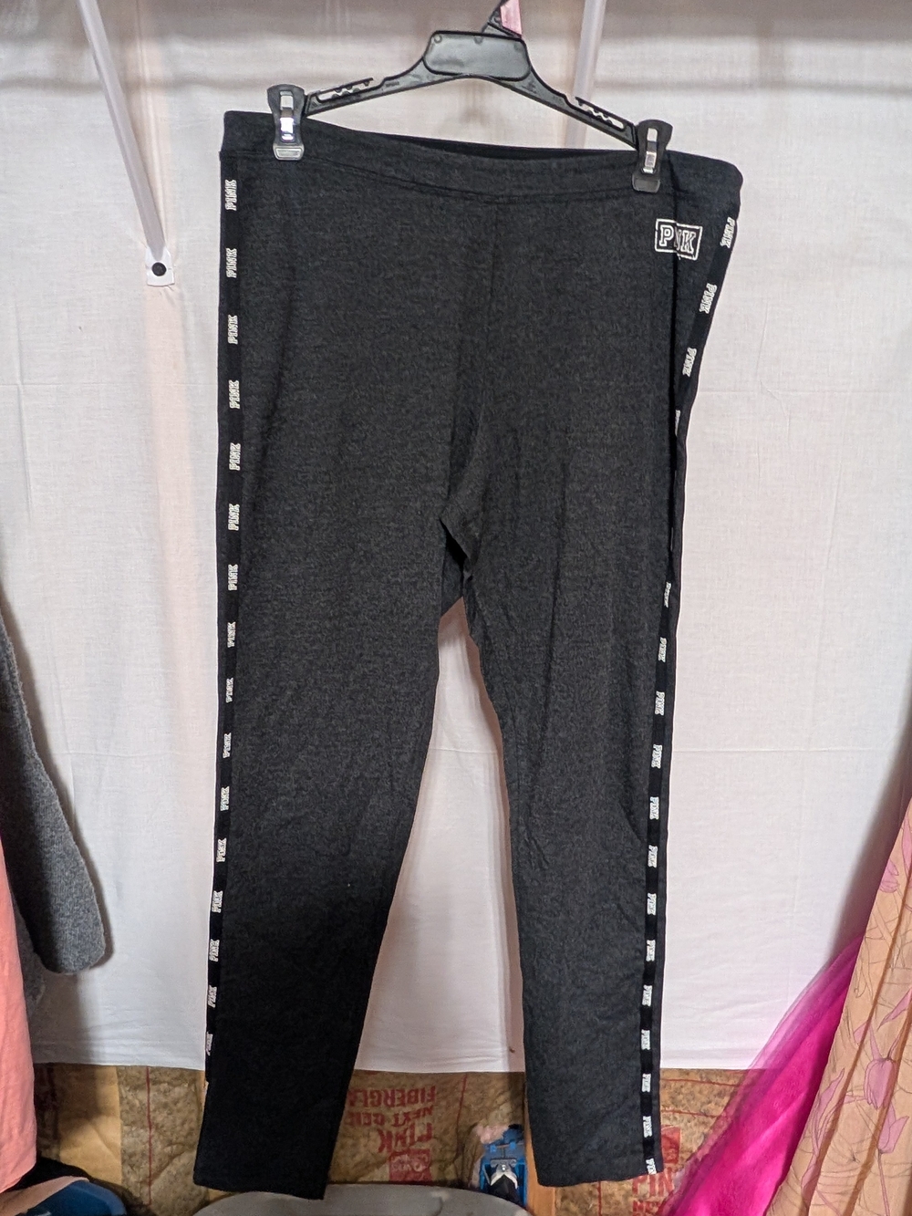 PINK Victoria's Secret Black Logo-Trim Womens Leggings